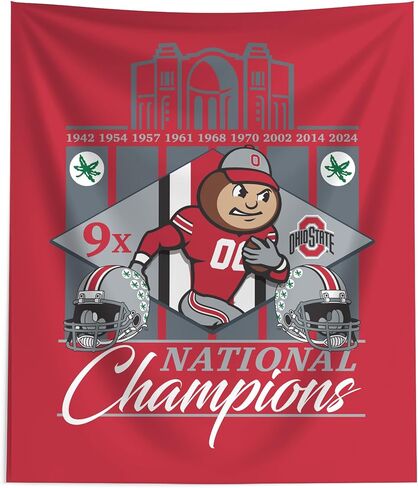 Northwest Ohio State Buckeyes NCAA 2024 FBC 9X Champs Wall Hanging 50X60 Inches in Saudi Arabia