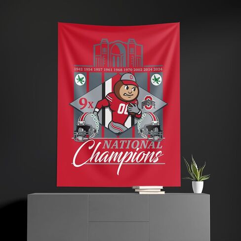 Northwest Ohio State Buckeyes NCAA 2024 FBC 9X Champs Wall Hanging 50X60 Inches in Saudi Arabia