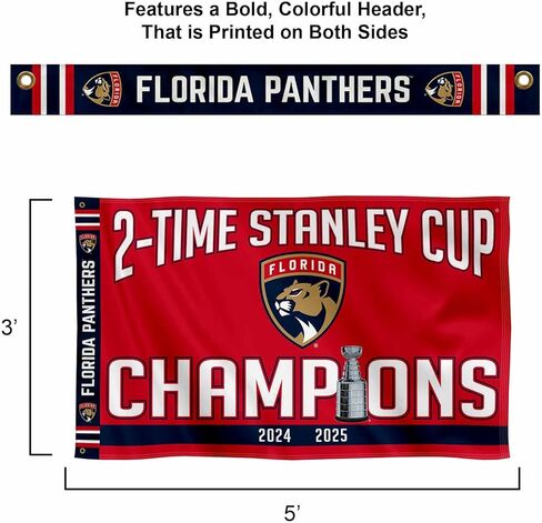 WinCraft Florida Panthers 2 Time Stanley Cup Champions 3x5 Premium Banner Flag in Saudi Arabia