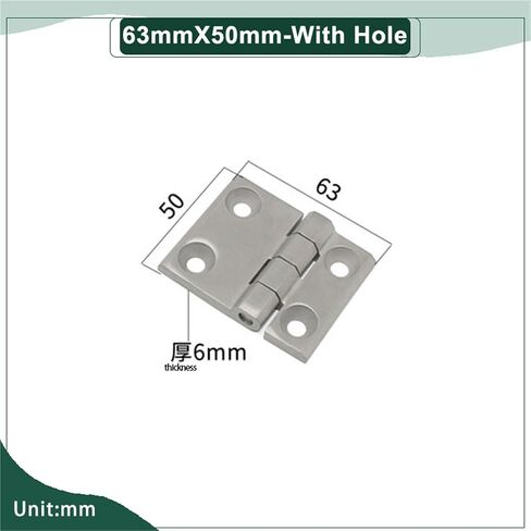 سميكة 304 من الفولاذ المقاوم للصدأ الباب المسطح المفصل 1pcs (63mmx50mm-with مع ثقب) in Saudi Arabia