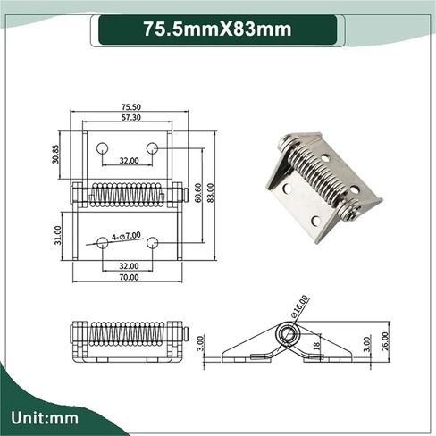 Heavy Duty Spring Automatic Reset Hinge 304 Stainless Steel 1Pcs(75.5mmX83mm) in Saudi Arabia