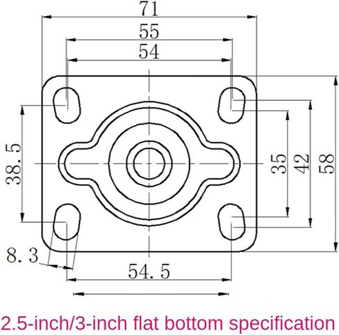 2Pcs 2.5 Inch Fixed Caster Rubber Mute Light Furniture Wheel in Saudi Arabia