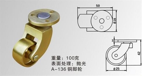 4PCS/LOT Brass Universal Caster Wheel Table Piano Heavy Round Caster Wheels-Wheel Diameter:25mm in Saudi Arabia