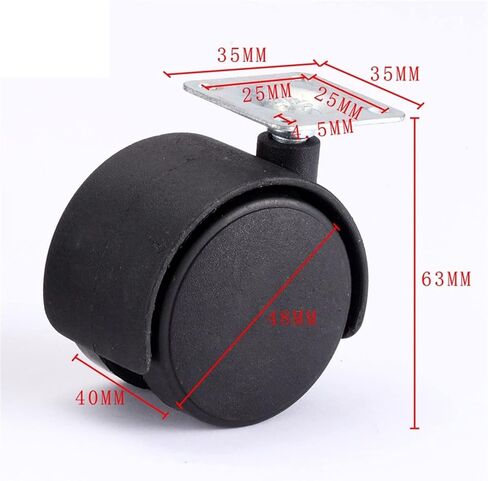 عجلات الأثاث 48 مم M8 لوحة المسمار دوار Castor 2 بوصة العجلات العربة الفرامل الصامتة 1pcs (لوحة بدون فرامل) in Saudi Arabia