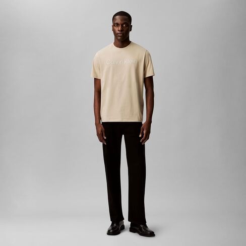 Calvin Klein Men's Relaxed Fit CK Logo Crewneck T-Shirt Brilliant White in Kuwait