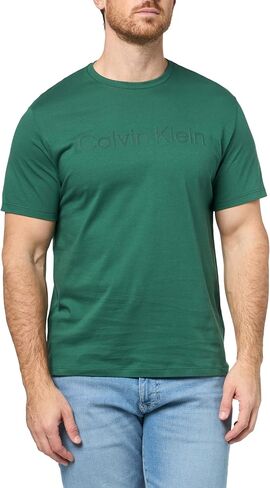 Calvin Klein Men's Relaxed Fit CK Logo Crewneck T-Shirt Brilliant White in Kuwait