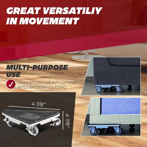Tri‑Dolly Furniture Mover Set – 4×3‑Wheel Rollers & Lifter, 2,650 lb Capacity, 360° Rotation, Floor‑Safe, Gloves & Bag in Saudi Arabia