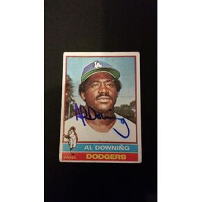 Al Downing Dodgers 1976 Topps #605 Yankees A's Authentic Signed Autograph FB15 - Autographed Baseball Cards in Saudi Arabia