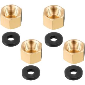 4pcs Brass Pipe Caps, Brass 3/8 Inch NPT Caps with Rubber Washers Hex Threaded Head Cap NPT Female Pipe Plug Hex Compression End Plumbing Fittings for Water Line in Kuwait