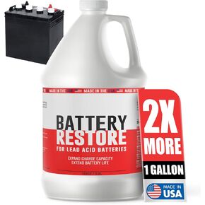 Battery Restore For Lead Acid Batteries - Made In USA - 1 gal Formulated Solution Extends Battery Life & Expands Charge Capacity - Safe & Effective For Golf Carts, Motorcycles, Boats, ATVs - Non-Toxic in Saudi Arabia