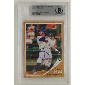 Khris Davis Oakland A موقعة لعام 2011 Topps Heritage #96 موقعة صاعد باس - بطاقات موقعة للبيسبول in Saudi Arabia