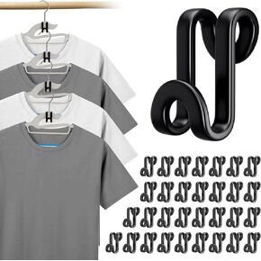 Tinfol Black Hanger Connector Hooks, 100pc Space Saving Hooks,Heavy Duty Clothes Hanger Extender Clips for Hangers Closet Organizers in Saudi Arabia