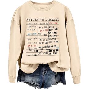 Return to Library Sweatshirt Women Vintage Book Lovers Shirt Graphic Crewneck Reader Librarian Teacher Pullover Top in Kuwait