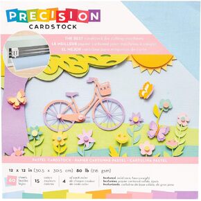 American Crafts Precision Cardstock Pack 80lb 12"X12" 60/Pkg-Bright/Textured in Kuwait