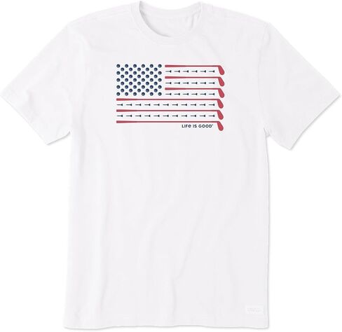 Life is Good Men's Golf Flag Short Sleeve Crusher-LITE Tee (Large, Cloud White) in Saudi Arabia