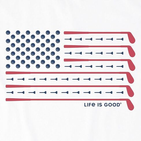 Life is Good Men's Golf Flag Short Sleeve Crusher-LITE Tee (Large, Cloud White) in Saudi Arabia