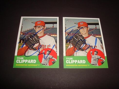 Tyler Clippard Nationals 2012 Topps Heritage #263 Signed Authentic Autograph 920 - MLB Autographed Baseball Cards in Saudi Arabia