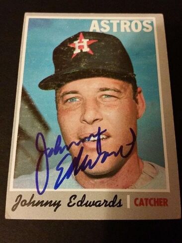 Johnny Edwards Astros 1970 Topps #339 S Authentic Motograph JG2 - بطاقات البيسبول الموقعة in Saudi Arabia
