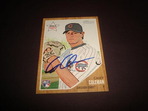 Casey Coleman Cubs 2011 Topps Heritage #224 RC Signed Authentic Autograph 920 - Baseball Slabbed Autographed Cards in Saudi Arabia