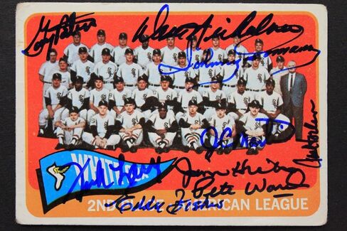 1965 Topps #234 Chicago Sox موقعة بطاقة Team Card 9 توقيعات A14 - بطاقات موقعة للبيسبول in Kuwait