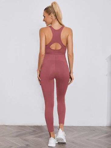 Floerns Women's Maternity 2 Piece Outfit Scoop Neck Crop Tank Top Legging Set in Saudi Arabia