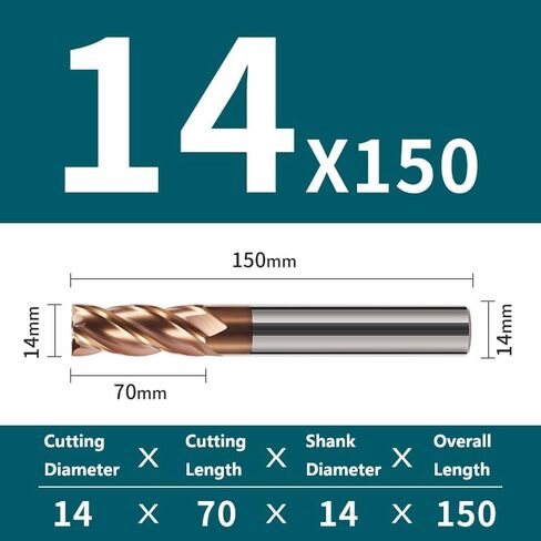 1PCS طاحونة طويلة HRC55 4 Flutes 150mm 200mm طول الفولاذ المقاوم للصدأ القاطع الزهر القطع CNC أجهزة التوجيه أجهزة قطع آلة CNC (1pc ، 6x45x6dx150l) in Kuwait