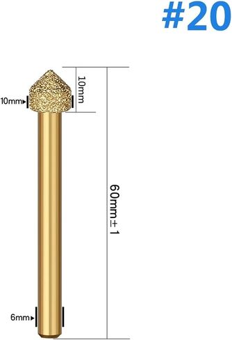 Vacuum Brazed Diamond Burr Head Grinding Rotary File Stone Marble Granite Engraving CNC Machine Carving Router Bits 1Pcs(6x10mm NO.20) in Saudi Arabia