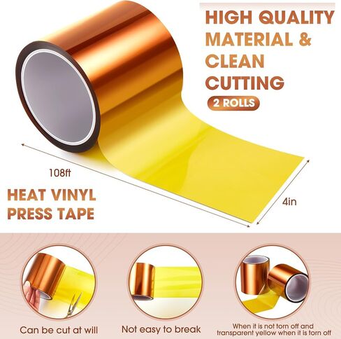 Outus 2 Rolls شريط نقل الحرارة 3.94 بوصة × 108 قدم شريط درجة حرارة مقاومة للحرارة لطباعة الإلكترونيات DIY الحرف على الأقمشة تي شيرت ، 100 مم (بني داكن) in Saudi Arabia