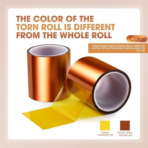 Outus 2 Rolls شريط نقل الحرارة 3.94 بوصة × 108 قدم شريط درجة حرارة مقاومة للحرارة لطباعة الإلكترونيات DIY الحرف على الأقمشة تي شيرت ، 100 مم (بني داكن) in Saudi Arabia
