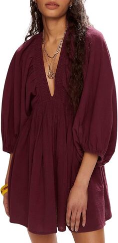 Women's Long Sleeve Elegant Sexy Sweatshirts Casual Swing Sundress Pleated Hem Soft Dresses in Saudi Arabia