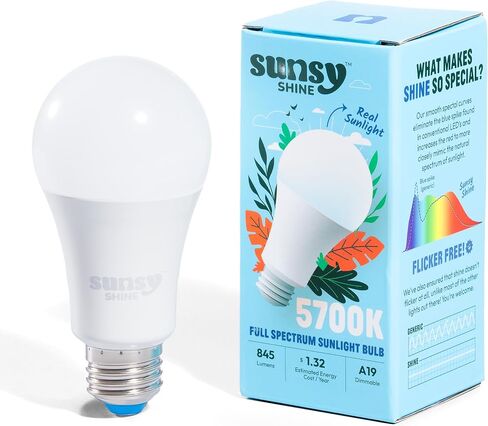 sunsy Shine - The Full-Spectrum Truly Flicker-Free Sunlight Bulb for Humans - Boosts Energy, Mood, and Circadian Rhythm for Better Health - Near Perfect CRI - US-Based Company in Saudi Arabia
