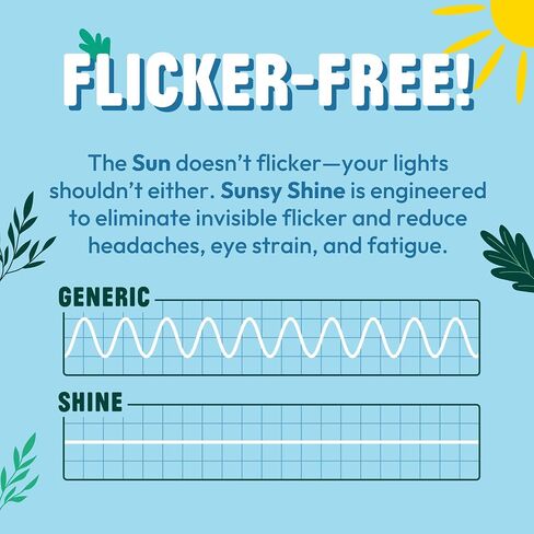 sunsy Shine - The Full-Spectrum Truly Flicker-Free Sunlight Bulb for Humans - Boosts Energy, Mood, and Circadian Rhythm for Better Health - Near Perfect CRI - US-Based Company in Saudi Arabia