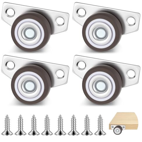 1.25 Inch Side Mount Casters, Small Wheels Set of 4, Low Profile Casters Mini Drawer Rollers Little Rigid Fixed Wheel for Wooden Office Furniture, Cabinet, Underbed Drawers in Saudi Arabia