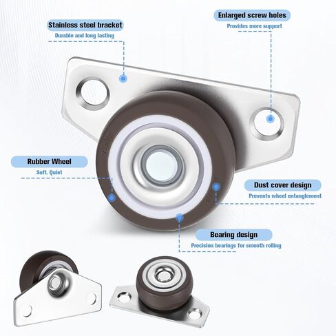 1.25 Inch Side Mount Casters, Small Wheels Set of 4, Low Profile Casters Mini Drawer Rollers Little Rigid Fixed Wheel for Wooden Office Furniture, Cabinet, Underbed Drawers in Saudi Arabia