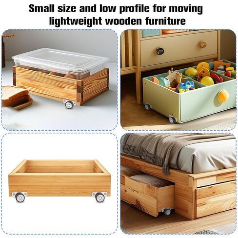 1.25 Inch Side Mount Casters, Small Wheels Set of 4, Low Profile Casters Mini Drawer Rollers Little Rigid Fixed Wheel for Wooden Office Furniture, Cabinet, Underbed Drawers in Saudi Arabia