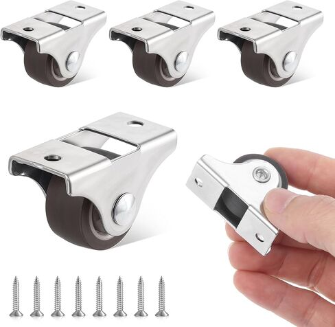 4Pcs Mini Fixed Caster Wheels 1 Inch Silent Ball Bearing Small Casters Wheels Low Profile Rubber Rolling Wheel with Metal Top Plate for Furniture Rolling Cabinet with Screws Load Capacity 106 Lbs in Saudi Arabia
