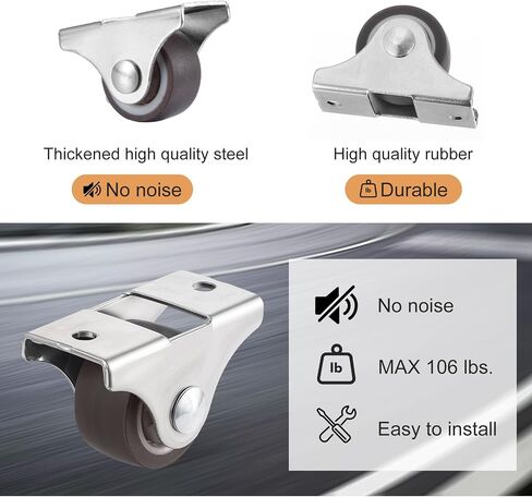4Pcs Mini Fixed Caster Wheels 1 Inch Silent Ball Bearing Small Casters Wheels Low Profile Rubber Rolling Wheel with Metal Top Plate for Furniture Rolling Cabinet with Screws Load Capacity 106 Lbs in Saudi Arabia