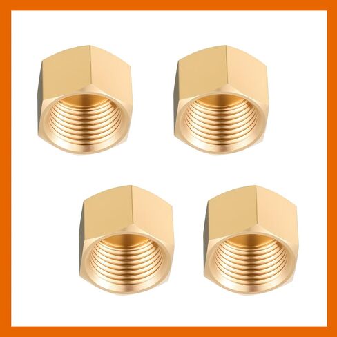 4pcs Brass Pipe Caps, Brass 3/8 Inch NPT Caps with Rubber Washers Hex Threaded Head Cap NPT Female Pipe Plug Hex Compression End Plumbing Fittings for Water Line in Kuwait
