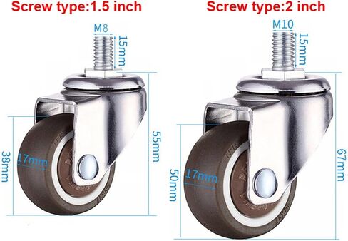 5Pcs Plug in Swivel Caster Wheels Dia 50mm Soft Rubber TPE Caster Wheels(M10 Screw 2 inch) in Saudi Arabia