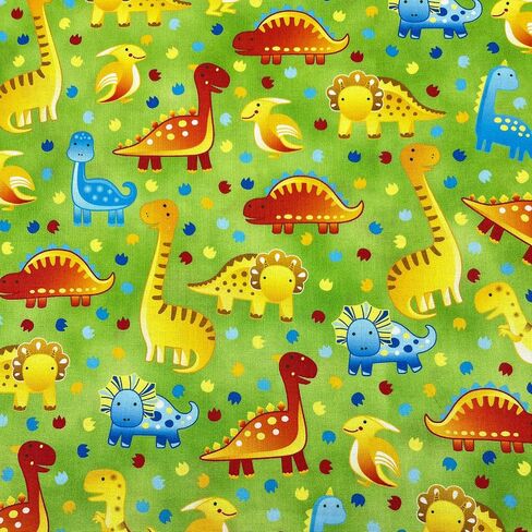 1 Yard (Pre-Cut) 43" x 36" (109cm x 91cm) Floral Cotton Quilting Sewing Fabric, DIY Sewing Patchwork Supplies for Face mask Clothing Handmade Craft&Home Decoration (Dinosaur 5) in Saudi Arabia