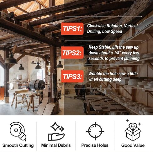 8 Inch Hole Saw with 1/2" Hex Shank Quick Change Arbor, JTemgle Bi-Metal Hole Saw Heavy Duty Hole Cutting Tool for Cornhole Boards, Recessed Lights, Wood, Plastic, Drywall & Soft Metal in Kuwait