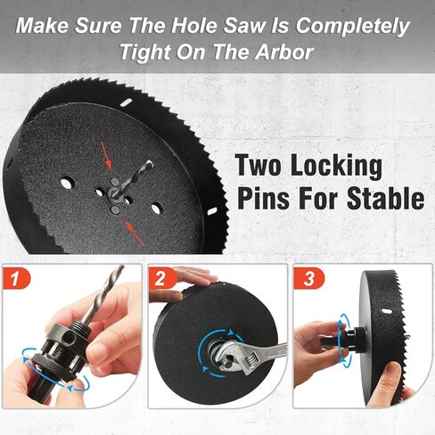 8 Inch Hole Saw with 1/2" Hex Shank Quick Change Arbor, JTemgle Bi-Metal Hole Saw Heavy Duty Hole Cutting Tool for Cornhole Boards, Recessed Lights, Wood, Plastic, Drywall & Soft Metal in Kuwait