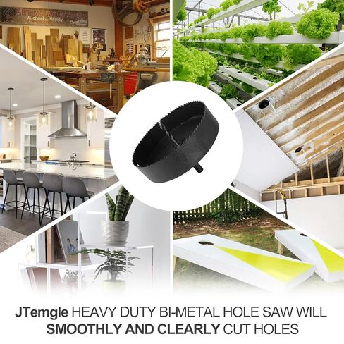 8 Inch Hole Saw with 1/2" Hex Shank Quick Change Arbor, JTemgle Bi-Metal Hole Saw Heavy Duty Hole Cutting Tool for Cornhole Boards, Recessed Lights, Wood, Plastic, Drywall & Soft Metal in Kuwait