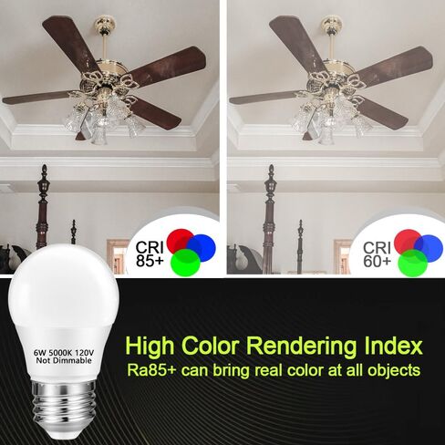 NETEHA 2 Pack A15 6W 120V E26 Base Small LED Refrigerator Light Bulb, Non-Dimmable 60W Equivalent 5000K Daylight White A15/G45 Shape LED Appliance Bulb for Ceiling Fan and Lighting Fixtures in Kuwait
