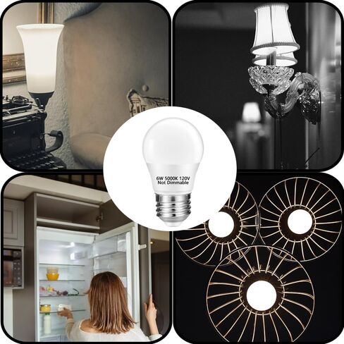NETEHA 2 Pack A15 6W 120V E26 Base Small LED Refrigerator Light Bulb, Non-Dimmable 60W Equivalent 5000K Daylight White A15/G45 Shape LED Appliance Bulb for Ceiling Fan and Lighting Fixtures in Kuwait