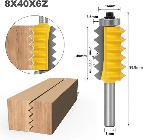 8mm Shank Raised Panel"V"Joint Bits Finger Joint Glue Milling Cutter 1Pcs(8X24X6Z) in Saudi Arabia
