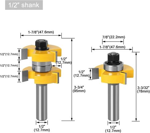1-1/2 "2 Drill Bit 12mm 1/2 Shank Tenon Groove Milling Cutter Head 1pcs(12mm Shank) in Saudi Arabia
