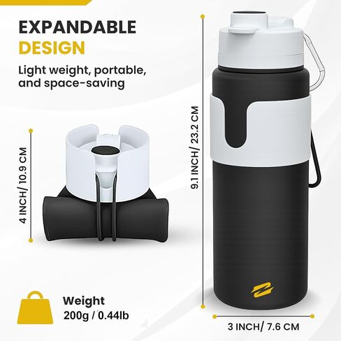 زجاجات مياه قابلة للطي-سيليكون خالية من BPA ، زجاجة ماء قابلة للطي قابلة للتسرب وخفيفة الوزن للسفر ، المشي لمسافات طويلة ، التخييم ، الرياضة والاستخدام اليومي-مضغوط ، قابل لإعادة الاستخدام ، محمولة وسهلة التنظيف in Kuwait
