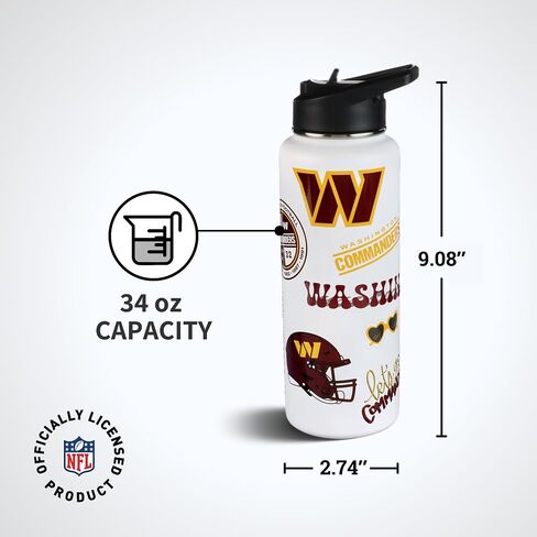 The Memory Company Officially Licensed NFL 34oz Water Bottle - Premium Stainless Steel Double-Wall Insulated, Leakproof Design in Saudi Arabia