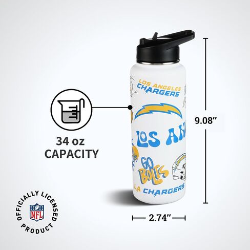 The Memory Company Officially Licensed NFL 34oz Water Bottle - Premium Stainless Steel Double-Wall Insulated, Leakproof Design in Saudi Arabia